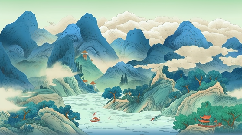 古典手绘春天青山绿水水墨画,插画/手绘图,插画/手绘图库,插画/手绘图下载,插画/手绘